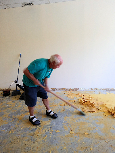 Bob Hall (Council 17510-Taylorsville) scraping the paddingBob Hall (Council 17510-Taylorsville) scraping the padding